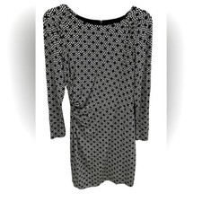 Ann Taylor LOFT Black White Dress Women's MP | Ruched Side Stretch | Lined Elega