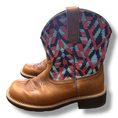 Ariat Fatbaby Heritage Western Boots Beaded Tan Multi Rounded Toe Women’s Sz 11 - Picture 2 of 10