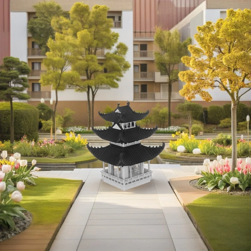  Mini Pagoda Garden Statue Miniature Pavilion Sculpture for Chinese Japanese - Image 4 of 4