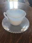 Vintage MacBeth-Evans Monax Petalware White Milk Glass Cup & Saucer 1930s