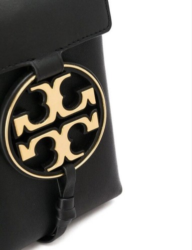 TORY BURCH Metal Miller Phone Leather Crossbody Bag Black & Gold New Sold Out - Picture 3 of 9