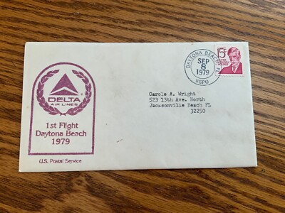 RARE DELTA AIR LINES ''FIRST FLIGHT DAYTONA BEACH 1979'' ENVELOPE 