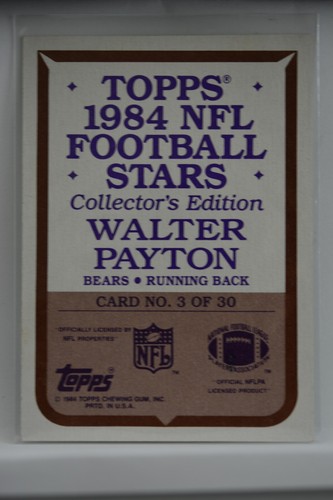 1984 Topps #3 Walter Payton Edizione da Collezione Pittsburgh Steelers NMT-MT - Foto 2 di 2