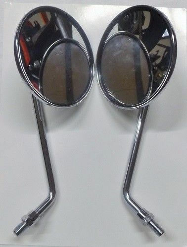 Chrome Mirror Set RH LH 10mm RH THREAD KAWASAKI SUZUKI YAMAHA EARLY MODEL 7-068 - Picture 3 of 4