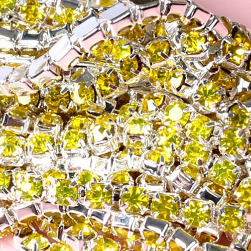 2MM , 3 MM , 4MM Diamante Rhinestone Chain trim Silver Base A Quality - Picture 25 of 47