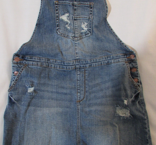 Ladies "Maurices" Size L (W20xL15) Faded Blue, Raw Hem, Bib Overall, Denim Skirt - Picture 3 of 10
