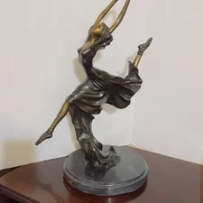 Louis Icart Bronze Ballerina In Flight Classic Art Deco Sculpture Statue Signed