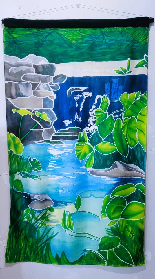 Водопад шелковый гобелен художник Эми Бриджес ручная роспись природа цветочная живопись - Изображение 2 из 2