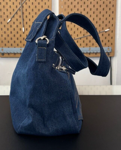 NWT TRUE RELIGION Women's Dark Blue Denim Horseshoe Stitch Satchel Handbag - Picture 6 of 19