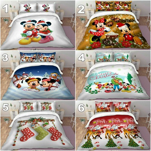 Christmas Mickey Doona Duvet Quilt Cover Set Single/Double/Queen/King Size Bed - Picture 1 of 82