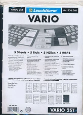 25 LIGHTHOUSE VARIO 4 POCKET BLACK STOCK SHEETS - 5 PACKS OF 5 DOUBLE-SIDED 2ST