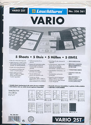 LIGHTHOUSE VARIO 2ST - 4 POCKET BLACK STOCK SHEETS - PACK OF 5 - TWO-SIDED