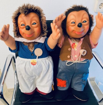 Original Steiff Mecki- u. Micki-Pärchen. 50cm. Ca. 90er Jahre unbespielt