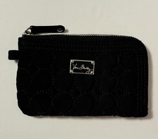 Vera Bradley Zip ID Case Card Bag Black Circles Microfiber NO Key Ring