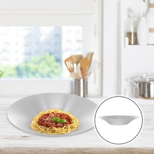 Stainless Steel Dinner Plate Pasta Eating Bowl Kitchen Food Container
