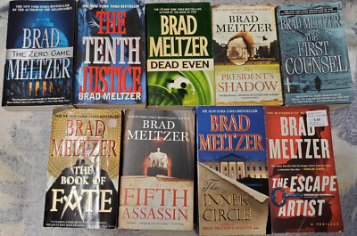 Lot of 9 Brad Meltzer Thrillers: Inner Circle Escape Artist Dead Even Zero Game