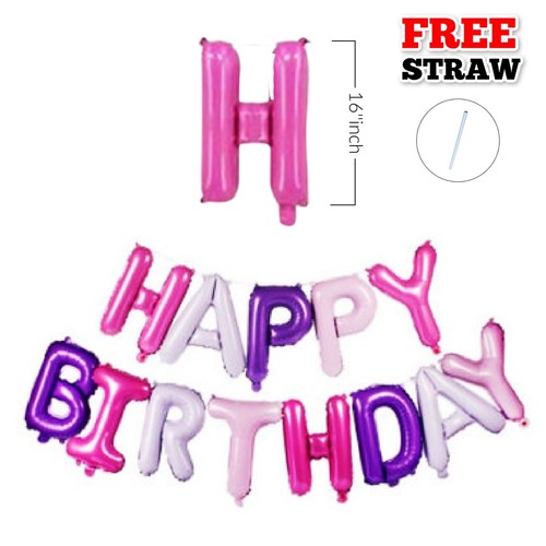 HAPPY BIRTHDAY Balloons Bunting Balloon Banner Party Decoration Inflating Decor - Picture 11 of 116