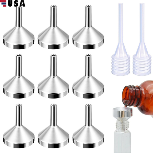 10Pcs Stainless Steel Mini Funnel For Perfume Diffuser Bottle Liquid Oil Flask - Picture 10 of 13