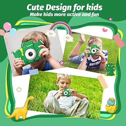Upgrade Dinosaur Kids Camera, Christmas Birthday Gifts for Girls Boys 3 Green - Picture 6 of 7