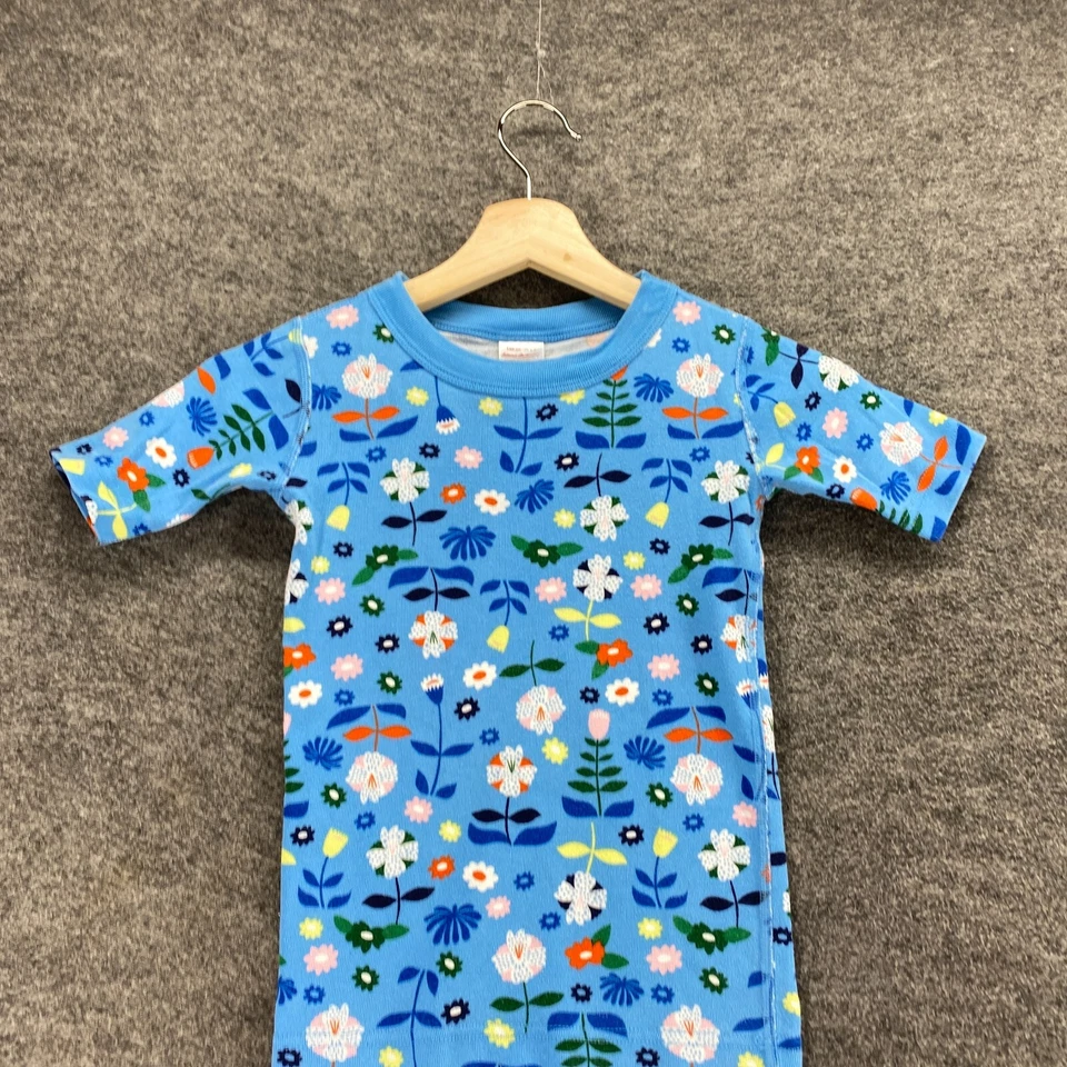 Top Pullover Hanna Andersson Niñas 6-7 Azul Floral Cuello Redondo Manga 3/4 Algodón Foto 3 de 4