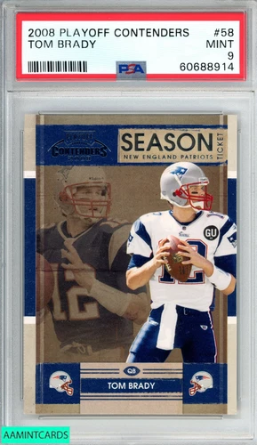 2008 PLAYOFF CONTENDERS TOM BRADY #58 NEW ENGLAND PATRIOTS PSA 9 MINT