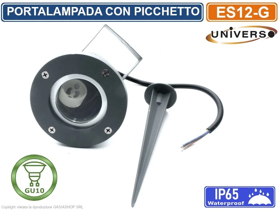 FARETTO PORTALAMPADA ORIENTABILE CON PICCHETTO DA GIARDINO LAMPADINE GU10 - IP65 - Immagine 4 di 4