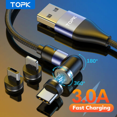 3 in 1 Magnetic Fast Charging USB Cable Charger 3A Phone Type-C Micro USB IOS - Picture 9 of 19