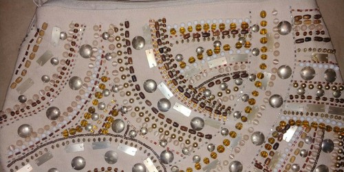 Cotton Hobo Handbag with Beautiful Bead Settings - Picture 5 of 6