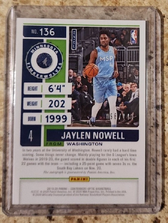 /149 Sp 2019-20 Panini Contenders Optic Rookie Auto Red Holo Jaylen Nowell RC - Image 3 of 3