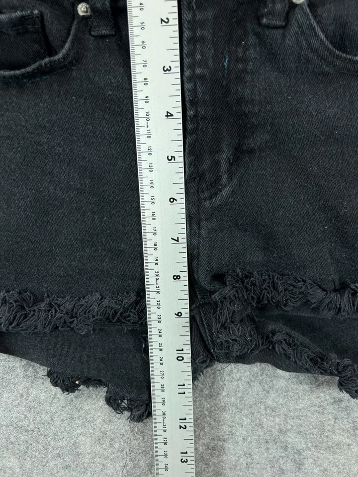 SONG Curvy Jean Shorts Juniors 3 Womens 25 Black Denim Cut Off Raw Hem Distress - Image 3 of 4