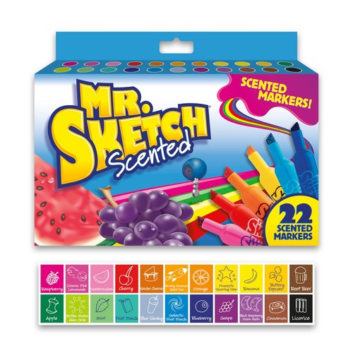 Scented Markers, Chisel Tip, Assorted Colors, 22 Count