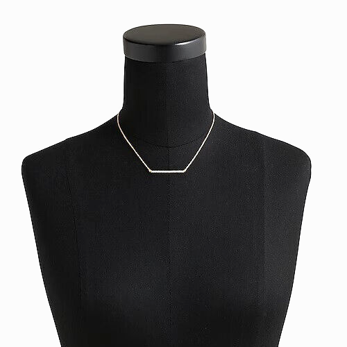 NWT J.Crew Women's Dainty Crystal Bar Necklace Gold Plated Chain Adjustable - Picture 1 of 2