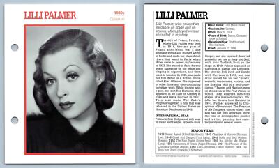 Lilli Palmer - 1930's Atlas Editions Movie Star Card