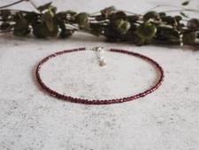 2mm AA Grade Garnet Beaded Healing Water Resistant Crystal Boho Anklet Women