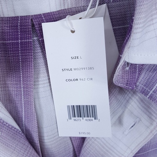 VINCE Shirt Mens Large Purple Mirage Plaid Classic Fit Illusion Check $195 - Picture 5 of 8