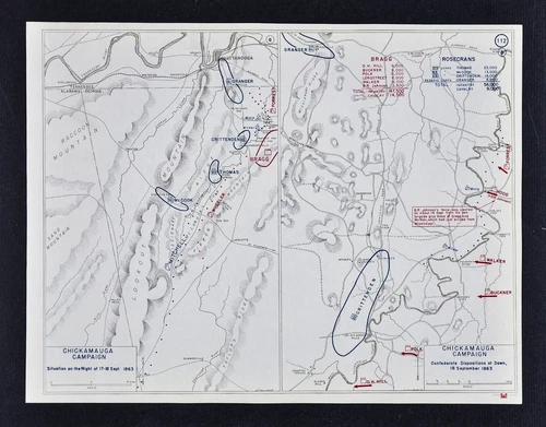 West Point Civil War Map - Battle of Chickamauga Campaign Chattanooga Sept 17-18
