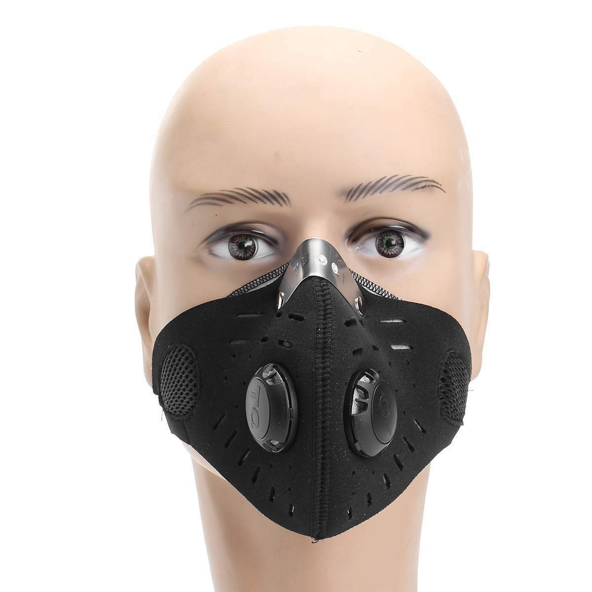 Maschera Viso Antiparticolato Multistrato Con Filtro - Unisex, Nera, Regolabile Per Esterno
