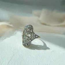 3.25Ct Art Deco Lab Created Diamond Filigree Engagement Ring 14K White Gold FN