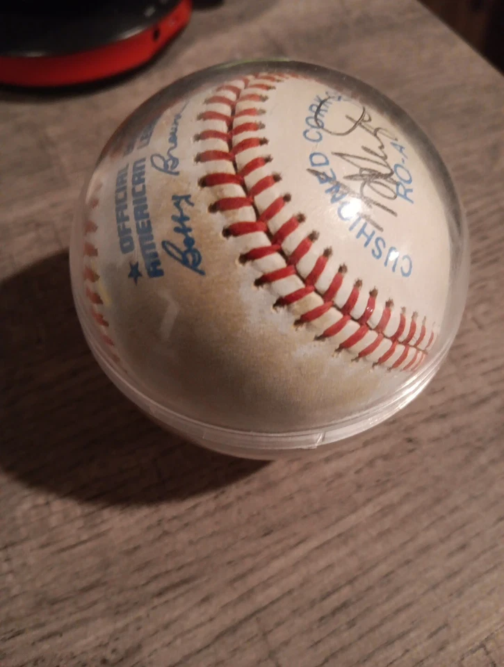 KEVIN SEITZER AUTOGRAFIADO Béisbol Rawlings OFICIAL MLB AL Bobby Brown con Estuche Foto 3 de 4