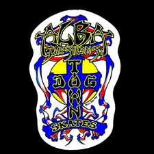 Vintage 1980’s Alba Designs X Dogtown Skates Sticker In Blue & DayGlow Yellow