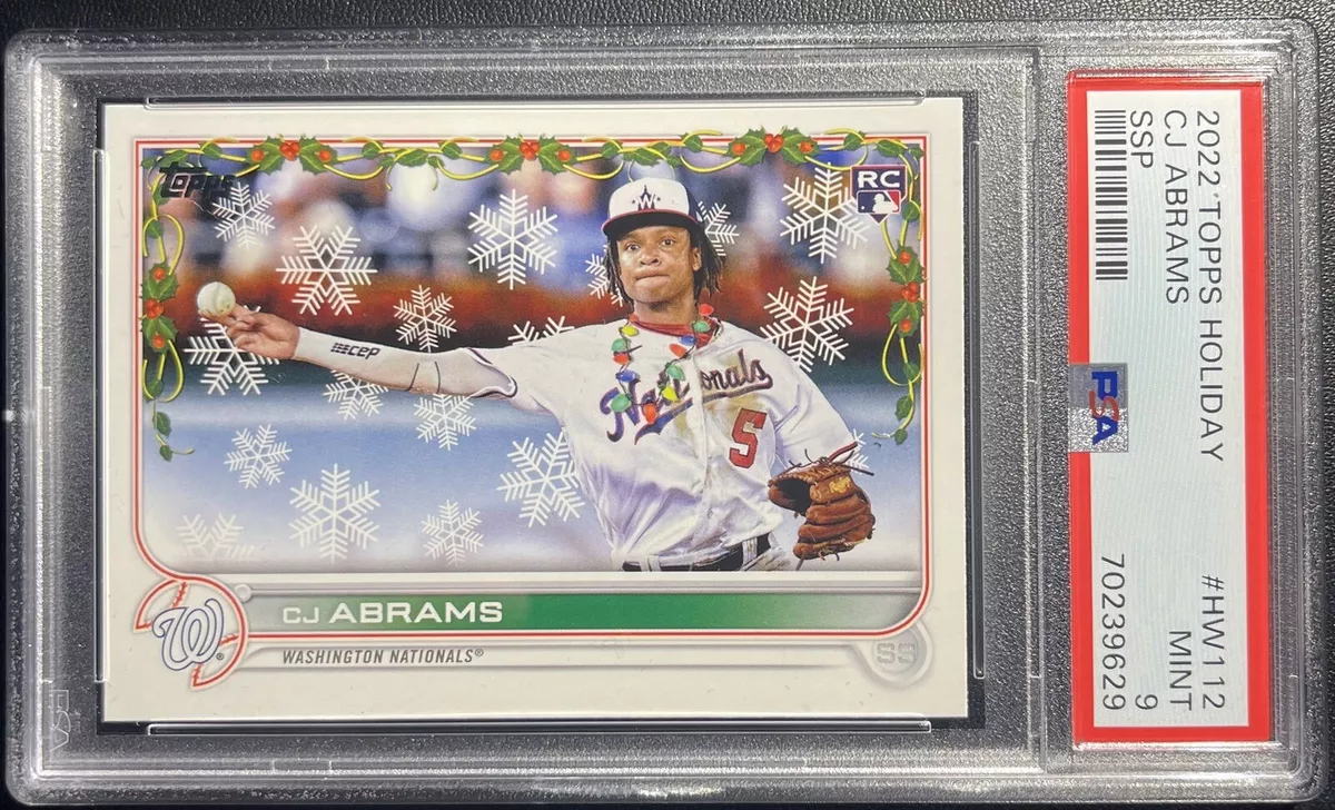 2022 Topps Holiday CJ ABRAMS SSP Variation Candy Cane Arm RC - PSA
