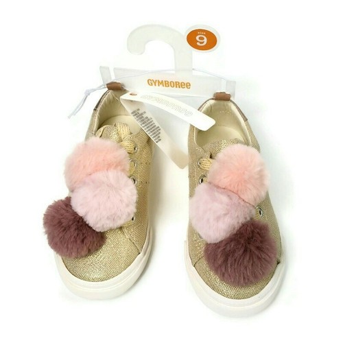 GYMBOREE Pom Pom Gold Glitter Sneakers Shoes Size 9 Girls NWT - Picture 6 of 8