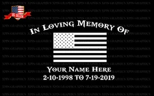 In Loving Memory American Flag Personalized Custom Decal Sticker Graphic R.I.P