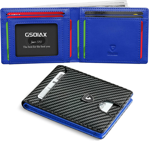 Cartera delgada para hombre con bloqueo RFID y doble pliegue - Picture 8 of 12