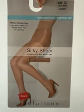 Hanes Solutions Beige Waist Smoother Hip Control Size XL Pantyhose