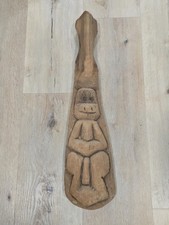Primitive Hand Carved Wood Tribal Figure Wall Plaque Folk Art 21.5"