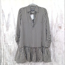 J. Crew NWT Amelia Popover Shirt Dress Chain Print Women's XS Oversized