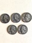 Lot of 5, Washington Silver Quarters, 1936