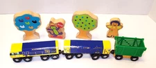 Melissa & Doug Magnetic Wooden Train Lot PLUS Wooden Unbranded Figures Lot of 7