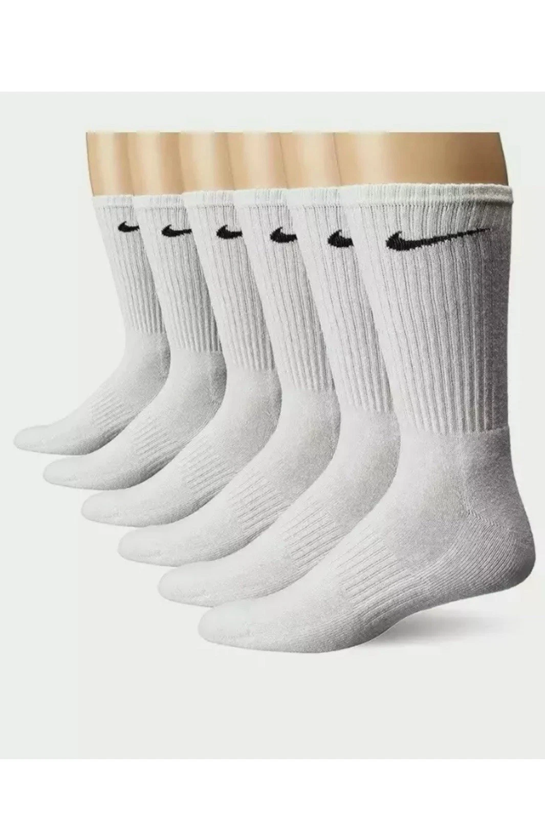 Calze Nike Dri Fit Dry in cotone imbottito girocollo 6 paia GRANDI BIANCHE